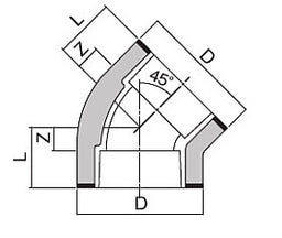 空調ドレン用小口径ケイプラパイプ45°L(AC)45°エルボ